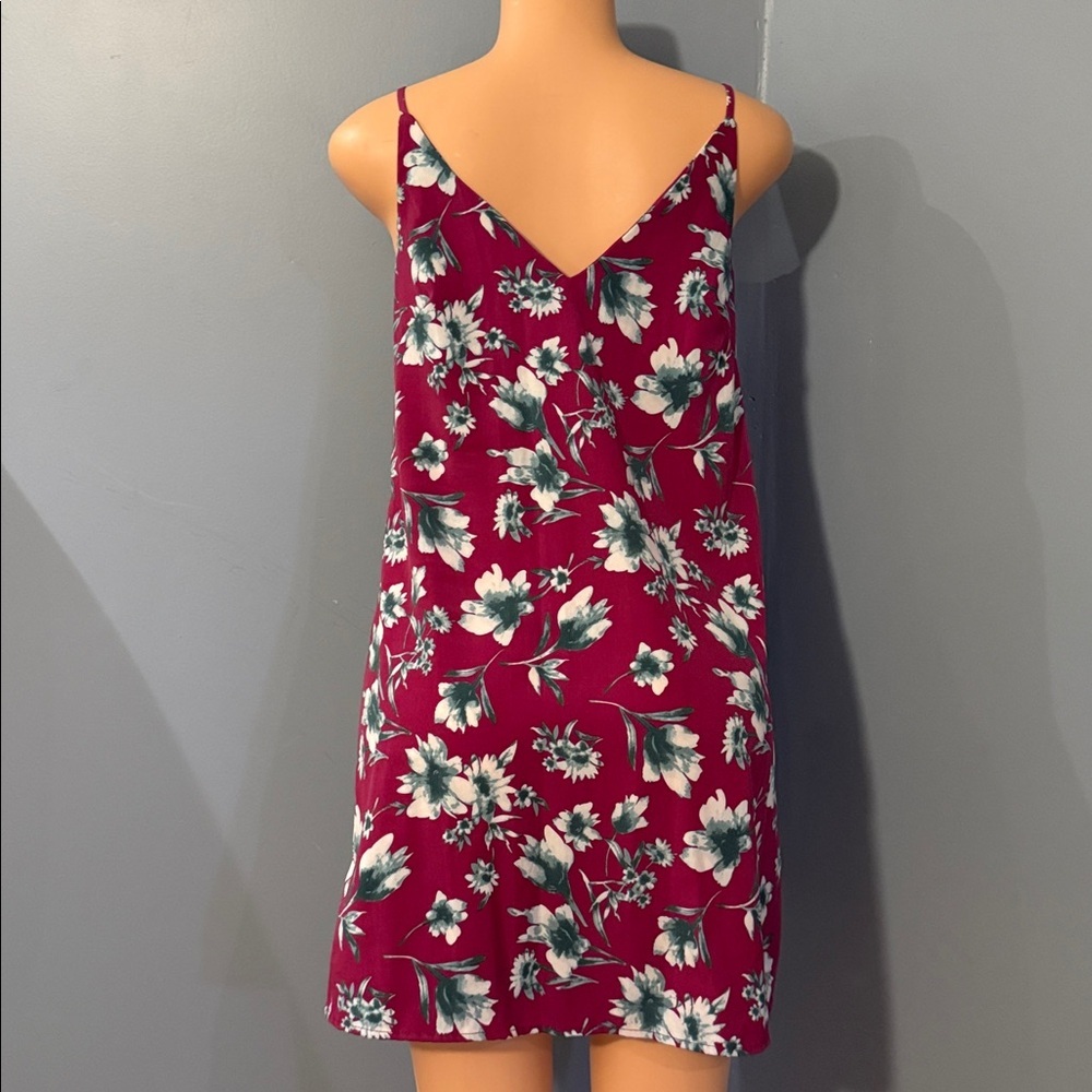 Soprano Burgundy Floral Slip Mini Dress | Size M/L - Picture 2 of 3